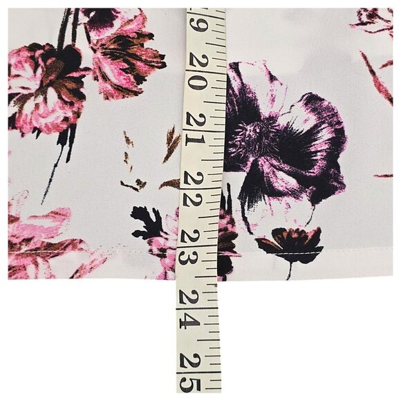 Nordstrom Floral V-Neck Long Sleeve Blouse Womens 1X Lightweight Ivory & Pink - Picture 16 of 16